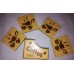 Set of 4 wood cup coasters with stand, laser engraved drawings - مجموعة من 4 كوسترات خشبية مع حامل، بها رسومات محفورة بالليزر