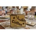 Set of 4 wood cup coasters with stand, laser engraved drawings - مجموعة من 4 كوسترات خشبية مع حامل، بها رسومات محفورة بالليزر