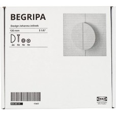 IKEA BEGRIPA Handles, White, Half-Round, 130 Millimetres, 804.461.15 - Pack of 2